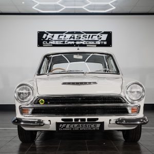 1966 Mk1 FORD LOTUS CORTINA ERMINE WHITE/SHERWOOD GREEN 'EX MIKE BREWER'